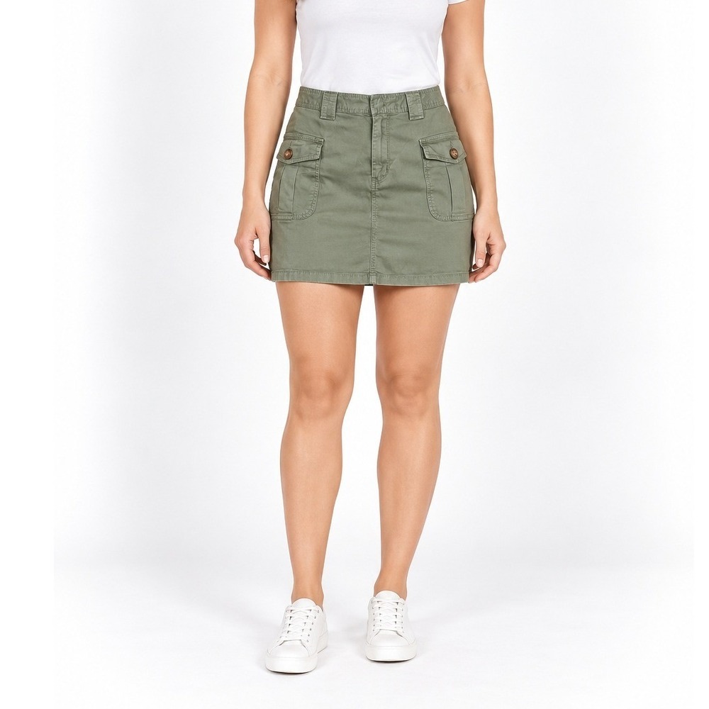 Sonoma High Rise Cotton Blend Y2K Casual Cargo Trendy Mini Skort Green Size 8